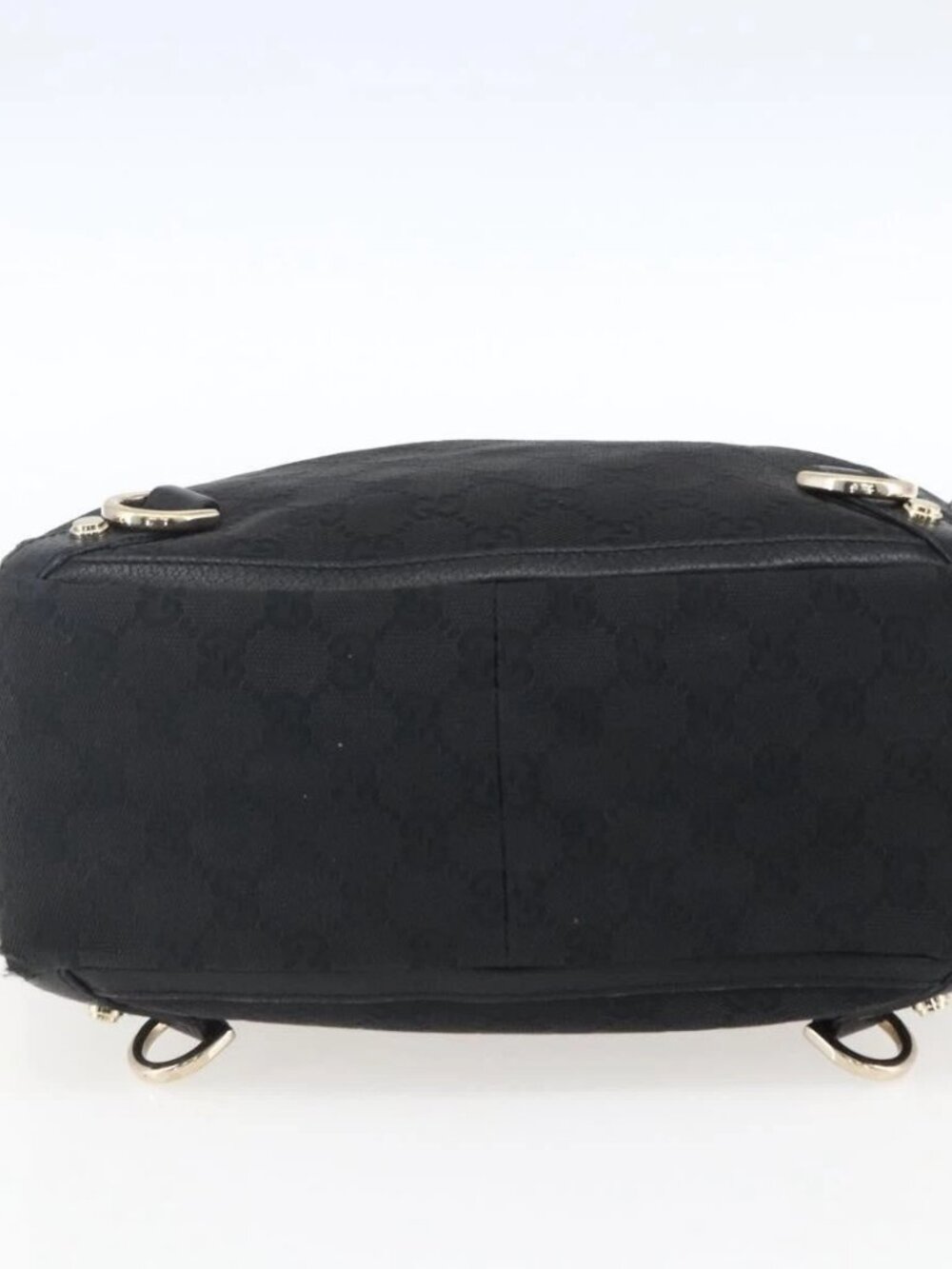 GUCCI GG Canvas Abbey Hand Bag Black Gold 130739 Auth gh1861 - Picture 5 of 16